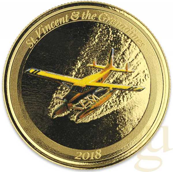 1 Unze Goldmünze EC8 St. Vincent & The Grenadines - Seaplane 2018 coloriert