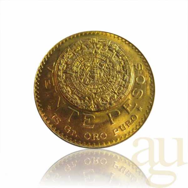 20 Veinte Pesos Goldmünze Mexiko Aztekenkalender