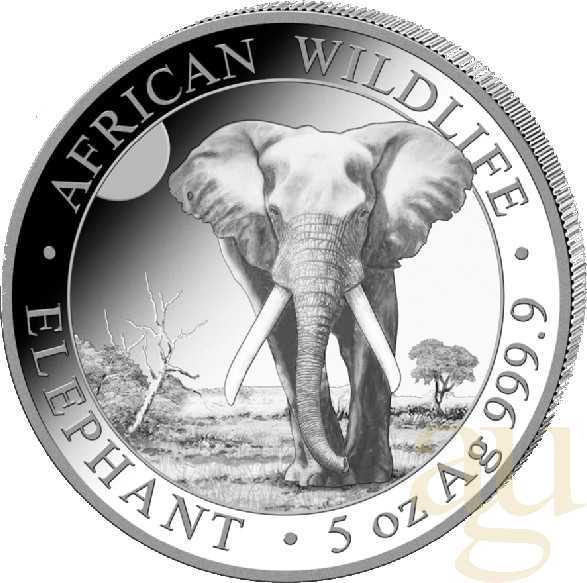 5 Unzen Silbermünze Somalia Elefant 2025