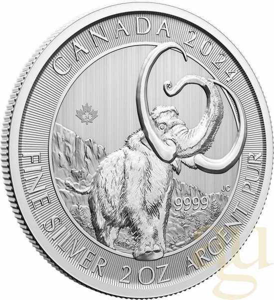 2 Unzen Silbermünze Kanada - Wollmammut 2024