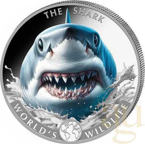1 Unze Silbermünze Kongo World´s Wildlife - Hai 2026 - coloriert