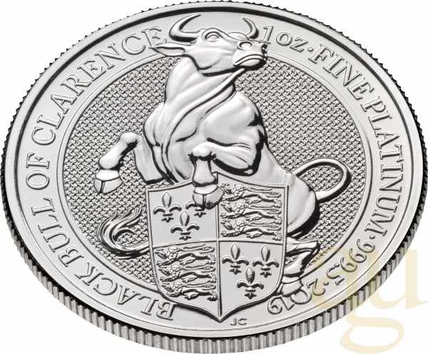 1 Unze Platinmünze Queens Beasts Black Bull 2019