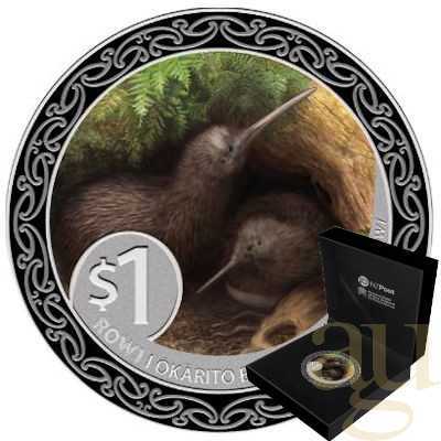 1 Unze Silbermünze Neuseeland Kiwi 2025 - polierte Platte - coloriert