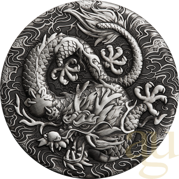 2 Unzen Silbermünze Australien Drache 2022 - Antik Finish