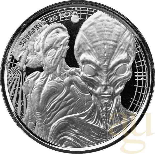4x 1/2 Unze Afrika Ghana Alien Silbermünzen 2023 - Four Coin Set