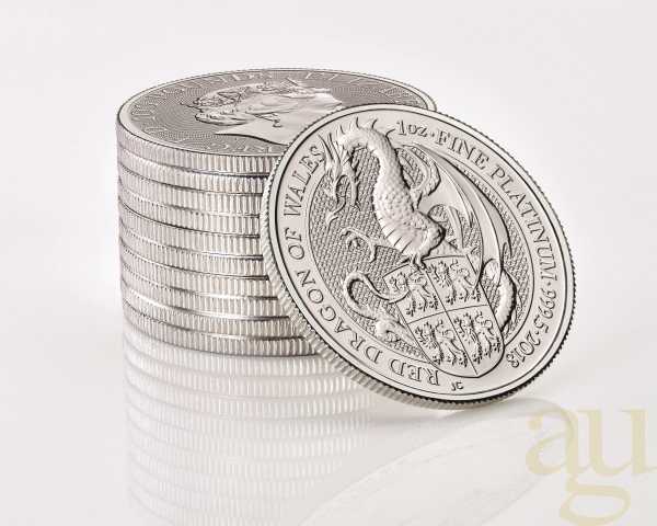 1 Unze Platinmünze Queens Beasts Red Dragon 2018