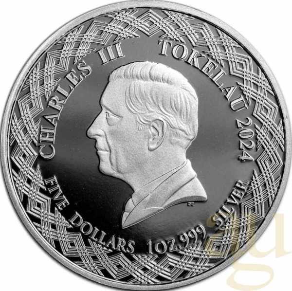 1 Unze Silbermünze Tokelau Langflossen Wimpelfisch 2024