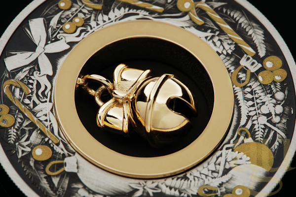 2 Unzen Silbermünze Jingle Bell 2022 - Antik Finish coloriert