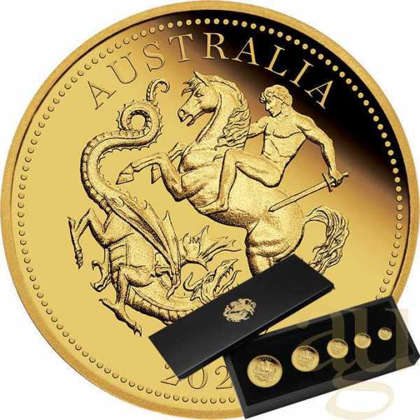 The Perth Mint 125 Jahre Australian Sovereign 2024 Goldmünzen - polierte Platte - Five Coin Set