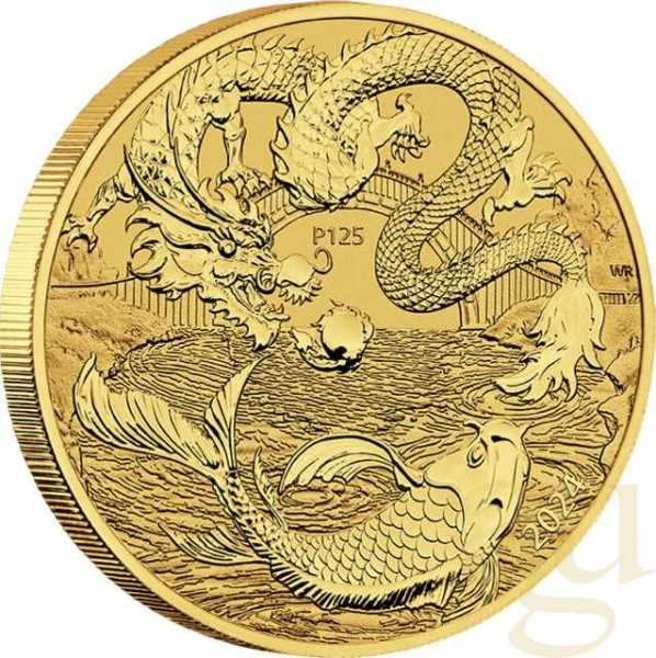 1 Unze Goldmünze Australien Drache & Koi 2024