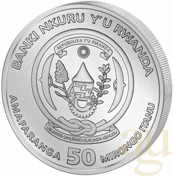 1 Unze Silbermünze Ruanda Lunar Ochse 2021