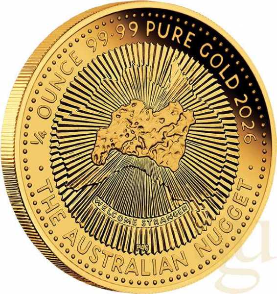 1/4 Unze Goldmünze Australien Nugget 40 Jahre 2026 - polierte Platte