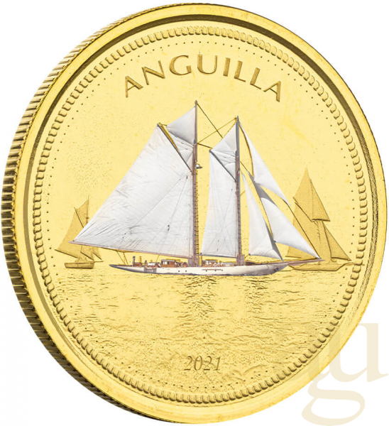 1 Unze Goldmünze EC8 Anguilla - Regatta 2021 - coloriert