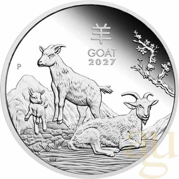 Silbermünze Australien Lunar III Ziege 2027 - polierte Platte - Three Coin Set