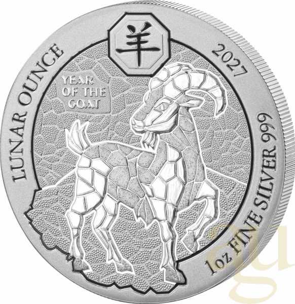1 Unze Silbermünze Ruanda Lunar Ziege 2027