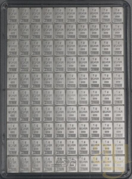 100 x 1g Silber Tafelbarren - Combibarren