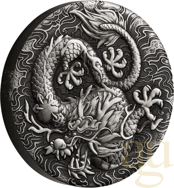 2 Unzen Silbermünze Australien Drache 2022 - Antik Finish