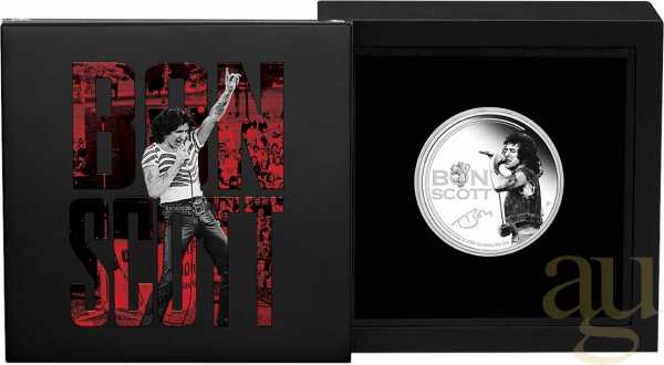 1 Unze Silbermünze Tuvalu Bon Scott 2024 - proof coloriert