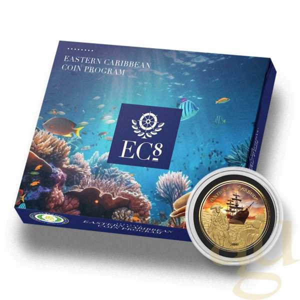 1 Unze Goldmünze EC8 Antigua & Barbuda - Rum Runner 2023 - coloriert