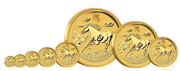 1/20 Unze Goldmünze Australien Lunar II Pferd 2014