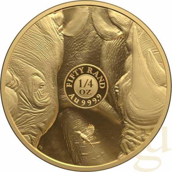 1/4 Unze Goldmünze Südafrika Big Five Nashorn 2025 proof