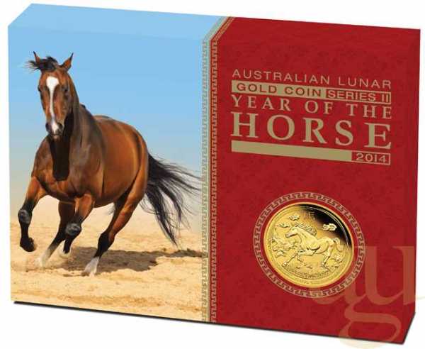 1/4 Unze Goldmünze Australien Lunar II Pferd 2014 - polierte Platte
