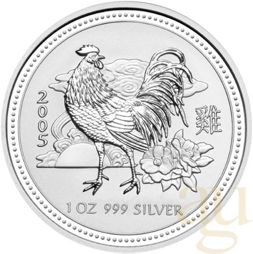1/2 Unze Silbermünze Australien Lunar I Hahn 2005