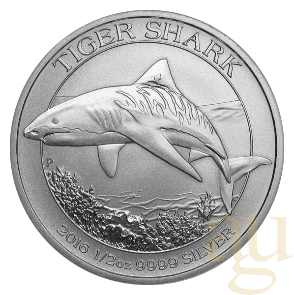 1/2 Unze Silbermünze Australien Tiger Shark - Tigerhai - 2016