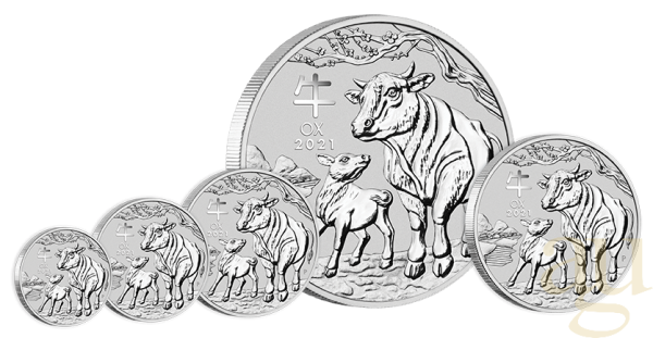 1 Unze Silbermünze Australien Lunar III Ochse 2021