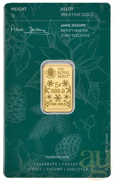 5 Gramm Goldbarren The Royal Mint - Christmas