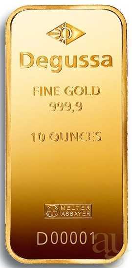 10 Unzen Goldbarren Degussa