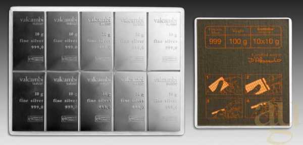 10 x 10g Silber Tafelbarren - Combibarren