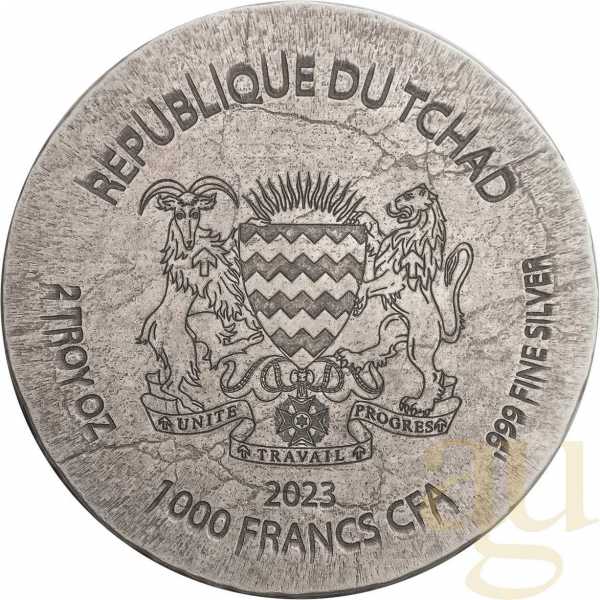 2 Unzen Silbermünze Republic of Tschad Amenhotep IV 2023