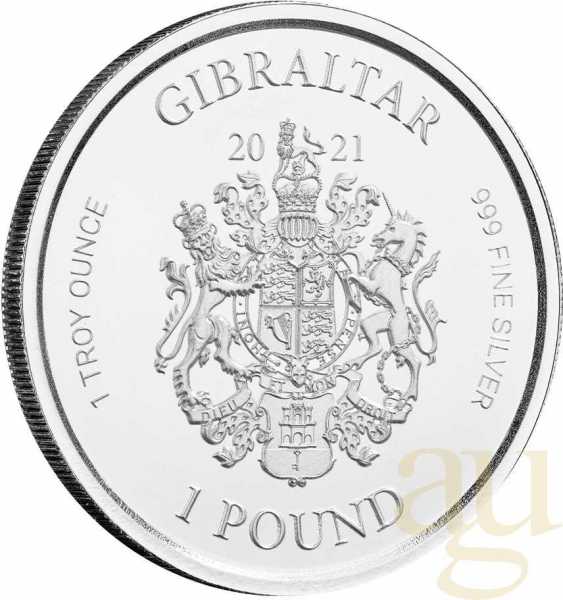 1 Unze Silbermünze Gibraltar Lady Justice 2021