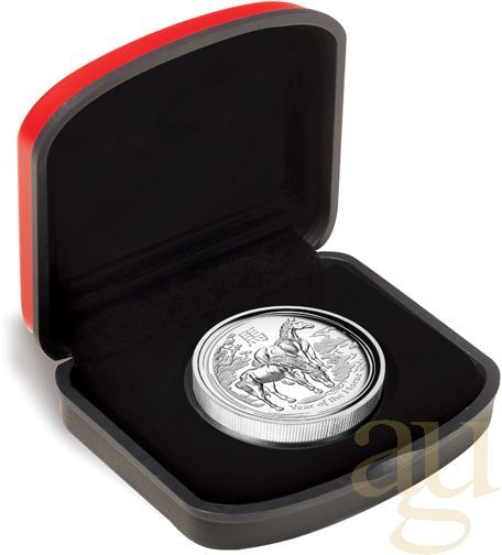 1 Unze Silbermünze Australien Lunar II Pferd 2014 polierte Platte - high Relief