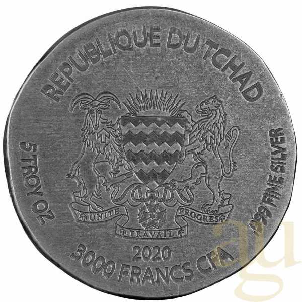 5 Unzen Silbermünze Republic of Tschad Chariot of War 2020