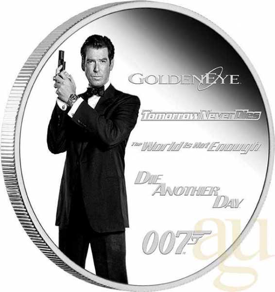 1 Unze Silbermünze Tuvalu James Bond 007 - Pierce Brosnan 2024 - proof coloriert