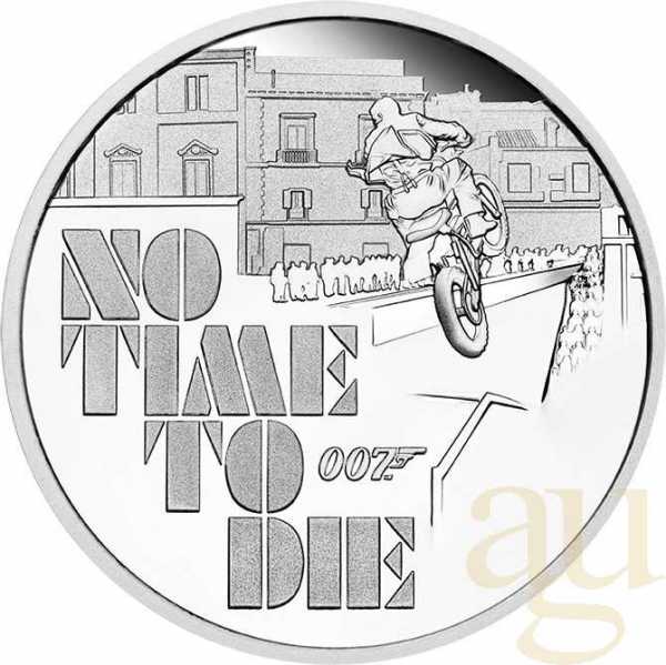 1 Unze Silbermünze Tuvalu James Bond 007 - No Time to Die 2020 - polierte Platte