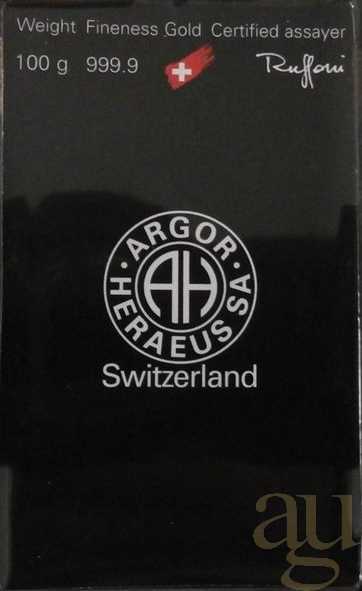 100 Gramm Goldbarren Argor Heraeus Gussbarren