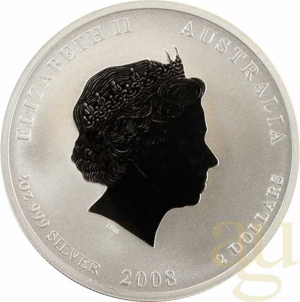 2 Unzen Silbermünze Australien Lunar II Maus 2008