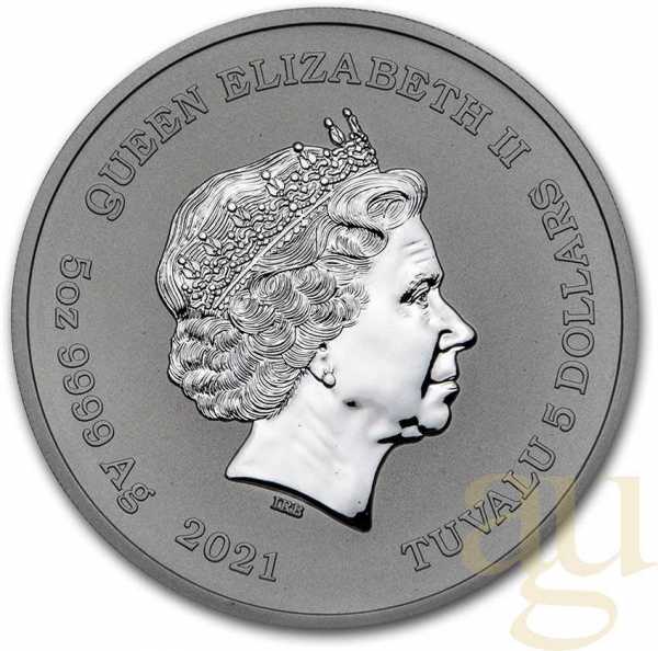 5 Unzen Silbermünze Tuvalu - Black Flag - The Red Flag Fleet 2021