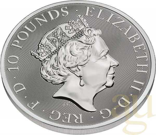 10 Unzen Silbermünze Queens Beasts Falcon 2020