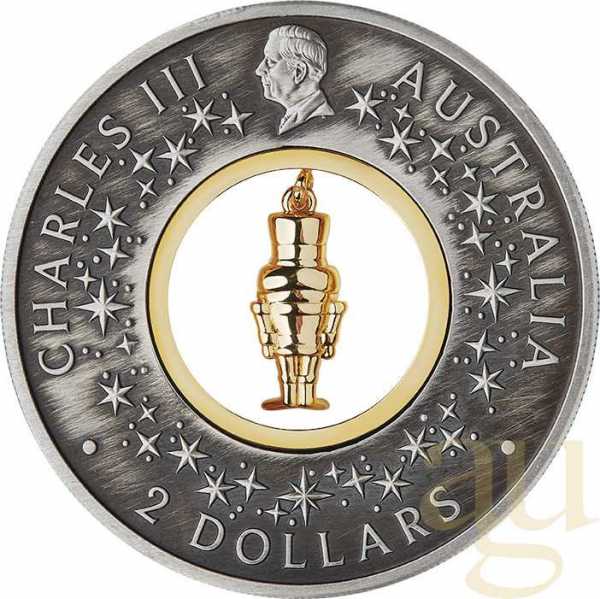 2 Unzen Silbermünze Australien Nussknacker 2024 - Antik Finish coloriert