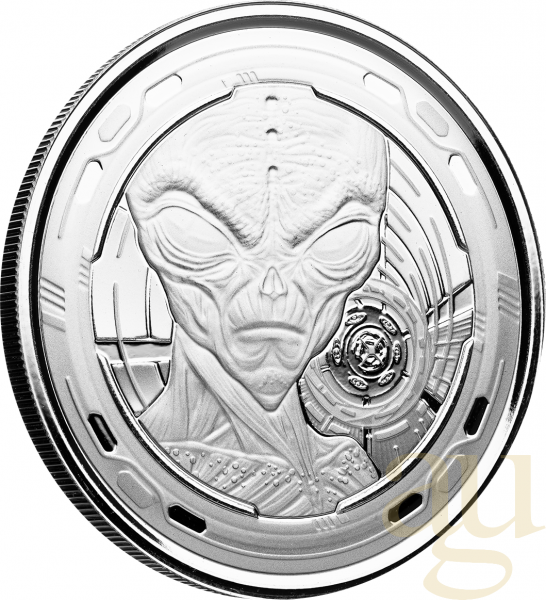 1 Unze Silbermünze Afrika Ghana Alien 2022