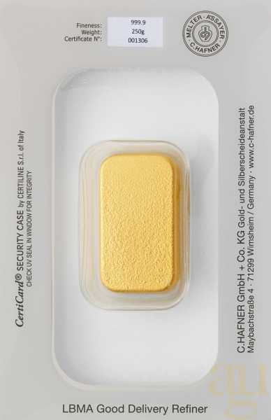 250 Gramm Goldbarren C. Hafner