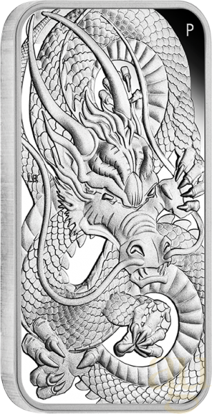 1 Unze Silbermünze Perth Mint Rectangular Dragon 2021 - polierte Platte