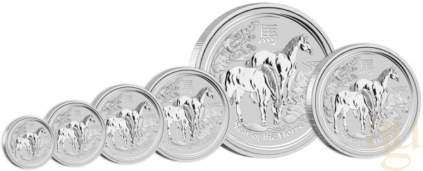 5 Unzen Silbermünze Australien Lunar II Pferd 2014