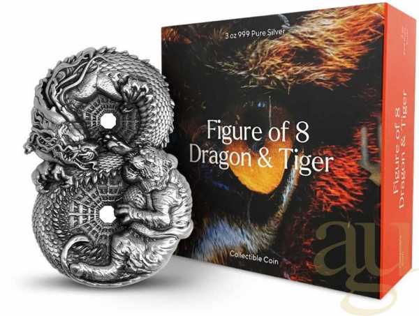 3 Unzen Silbermünze Tokelau Dragon & Tiger 2022 - Antik High Relief