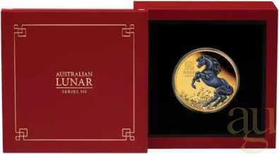 1 Unze Goldmünze Australien Lunar III Pferd 2026 - polierte Platte - coloriert