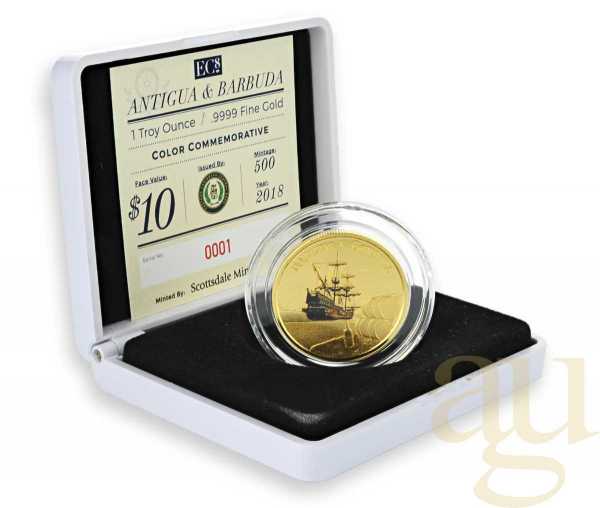 1 Unze Goldmünze EC8 Antigua & Barbuda - Rum Runner 2018 - coloriert